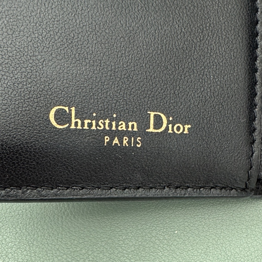 Christian Dior Black Leather Compact Wallet Gold D Buckle - Picture 5 of 8
